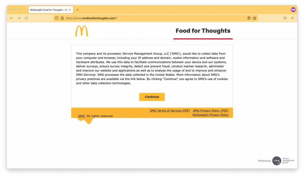 mcdonald'ss survey