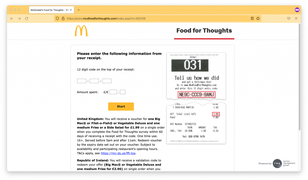 mcd food for thoughts survey